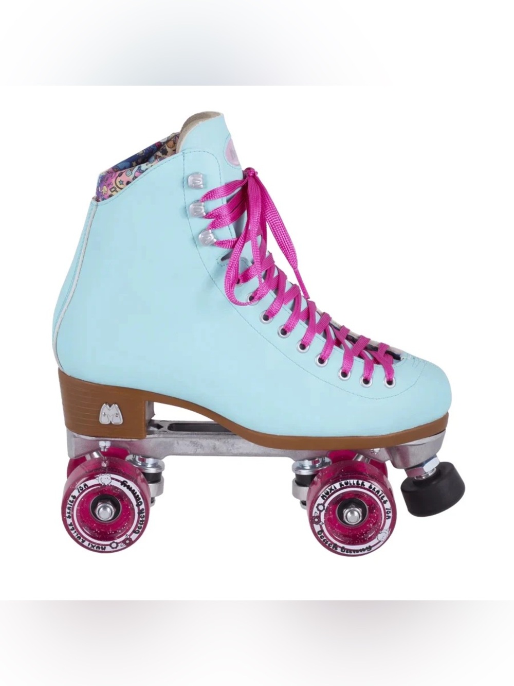 Moxie Beach Bunny Roller Skates - Light Blue Roller Skates with Hot Pink Laces
